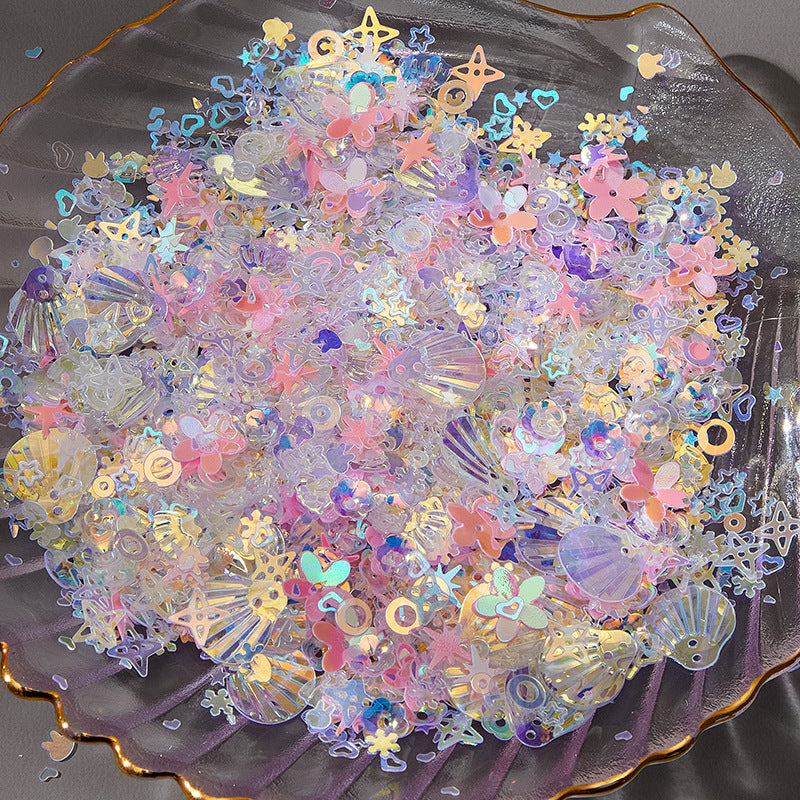 Wholesale Colorful Glitter High Shining Mermaid Mixed with Golden Transparent Colorful Star Love Nail and Eye Makeup Material